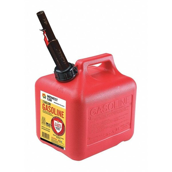 Flame Shield Gas Can,2 gal.,Self,Red,HDPE,9-3/4" H 2310