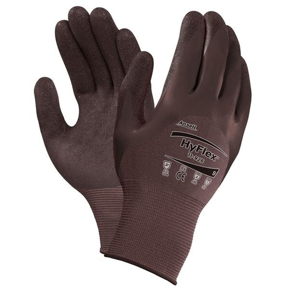 Ansell Coated Gloves, Nitrile, Sandy, 3/4 dip, 4 Abrasion Level, Purple, S (7) 1 PR 11-926