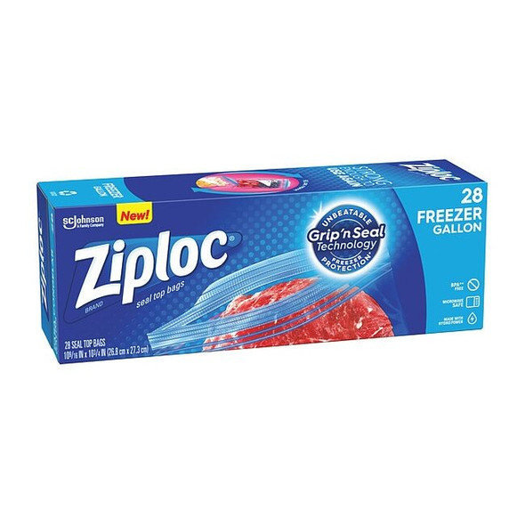 Ziploc Slide Seal Reclosable Bag 10-9/16" x 10-3/4", 2.6 mil, Clear, Pk28 351126