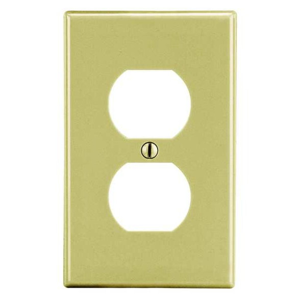Hubbell Wiring Device-Kellems DupRcptWllPlt,Stnd;Ivory,1Gng,Smth Stn P8I