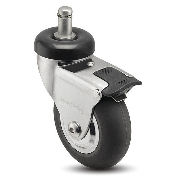 3" X 1" Non-Marking Neoprene Swivel Caster, Total Lock Brake, Loads Up To 175 lb