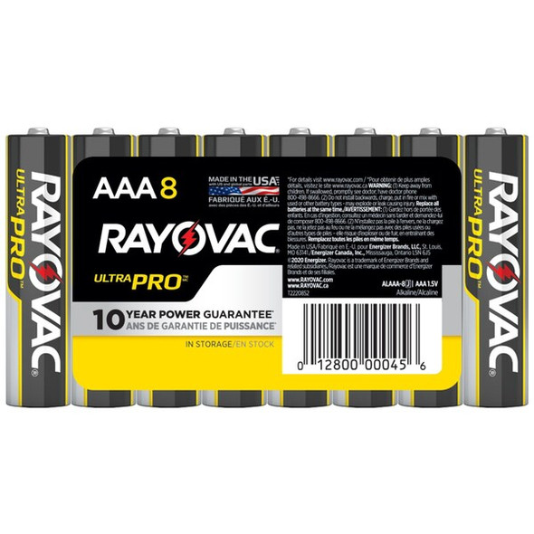 Rayovac Battery,Alkaline,AAA,Everyday,PK8 ALAAA8 Rayovac Battery,Alkaline,AAA,Everyday,PK8 ALAAA8