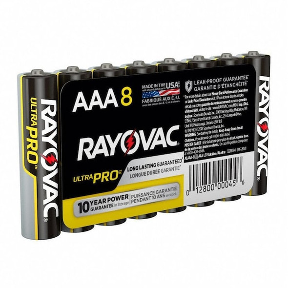 Rayovac Battery,Alkaline,AAA,Everyday,PK8 ALAAA8 Rayovac Battery,Alkaline,AAA,Everyday,PK8 ALAAA8