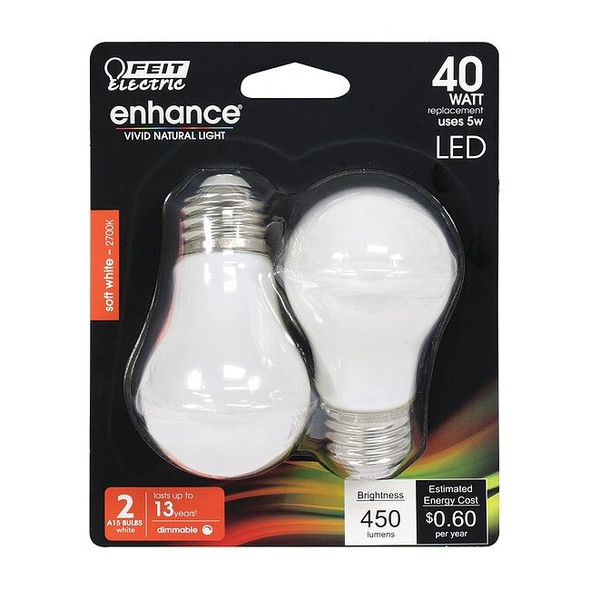 Feit Electric LED,5 W,A15,Medium Screw (E26),PK2 BPA1540W927CAFIL2/RP