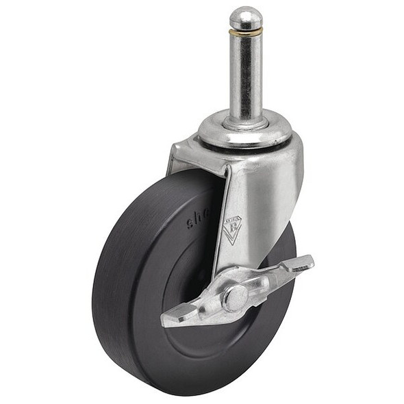 2" X 13/16" Non-Marking Rubber Soft Swivel Caster, Side Brake, Loads Up To 80 lb