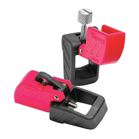 Master Lock Circuit Breaker Lockout, Clamp-On w/Screw, Color: Black, Red S3822