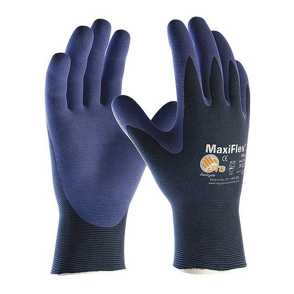 Coated Gloves, Foam Nitrile, Foam, Palm, 3 Abrasion Level, Blue, L 1 PR