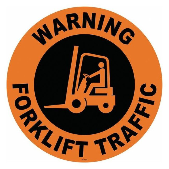 Anti-Slip Floor Sign, 17 in H, 17 in W, Vinyl, Circle, English, FS-17-106