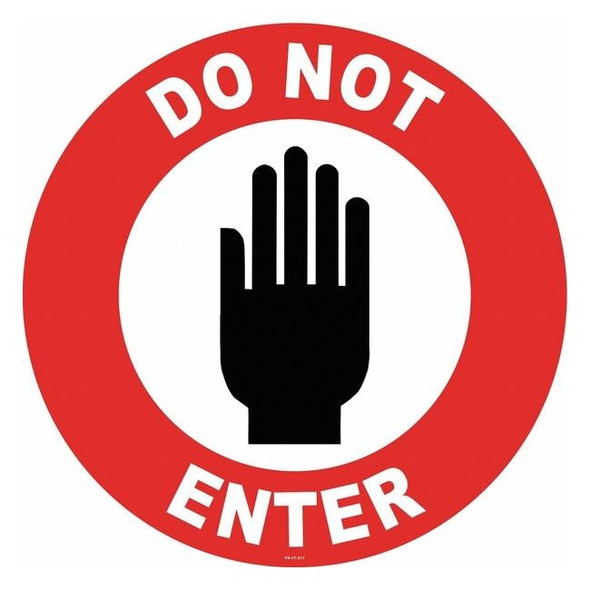 Anti-Slip Floor Sign, 17 in H, 17 in W, Vinyl, Circle, English, FS-17-317