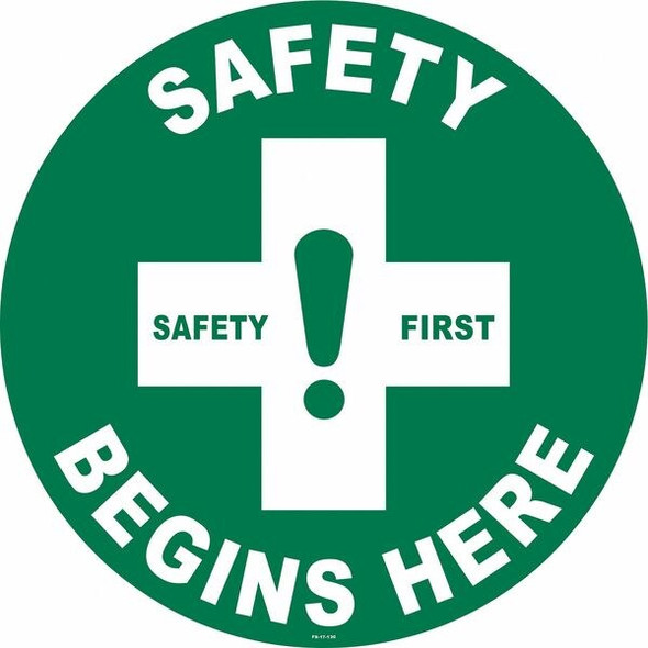 Anti-Slip Floor Sign, 17 in H, 17 in W, Vinyl, Circle, English, FS-17-130