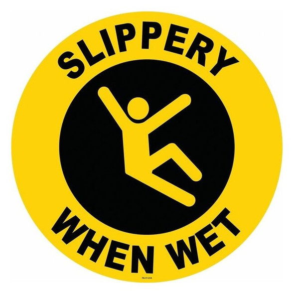Anti-Slip Floor Sign, 17 in H, 17 in W, Vinyl, Circle, English, FS-17-312