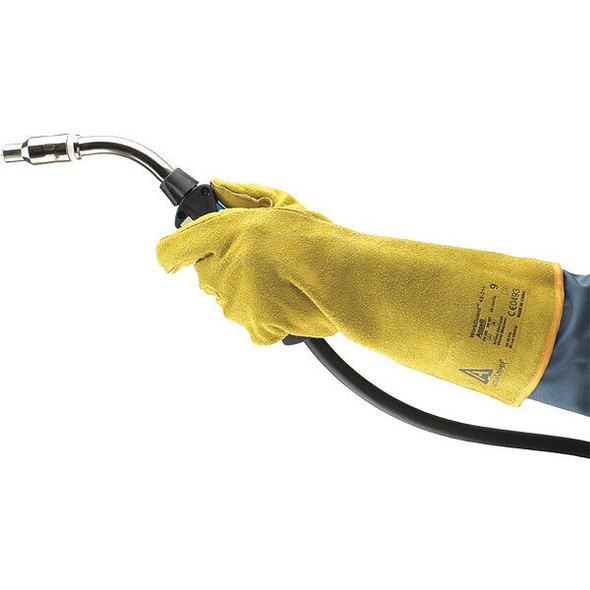 Welding Gloves, Gauntlet Cuff, Straight Thumb, A Leather Cowhide, M, 1 PR