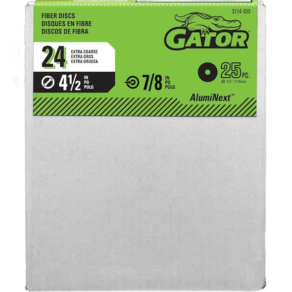 Gator Finishing Fiber Disc,24 Grit,20,000 Max. RPM,PK25 3114035