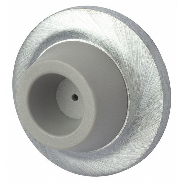 Rockwood Concave Door Stop with Bumper, Brass, Gray, 1"H x 2-7/16"W 404.26D