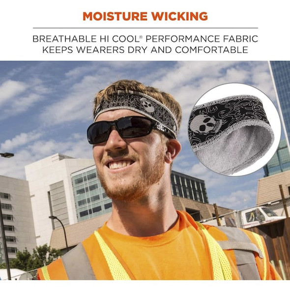 Ergodyne Bandana,Black/White,Skulls 6605 Ergodyne Bandana,Black/White,Skulls 6605