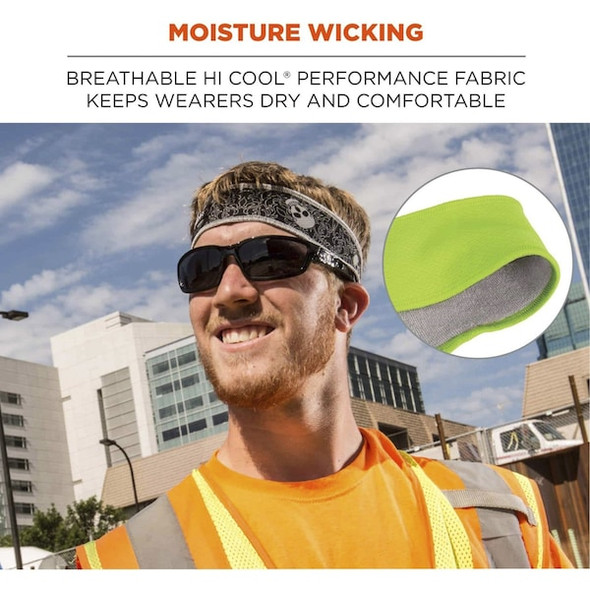 Ergodyne Bandana,Lime,Solid 6605 Ergodyne Bandana,Lime,Solid 6605