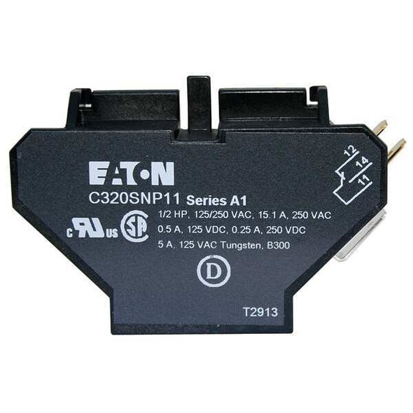 Eaton Cutler-Hammer Aux Contact Block,1NO/1NC,10A C320SNP11