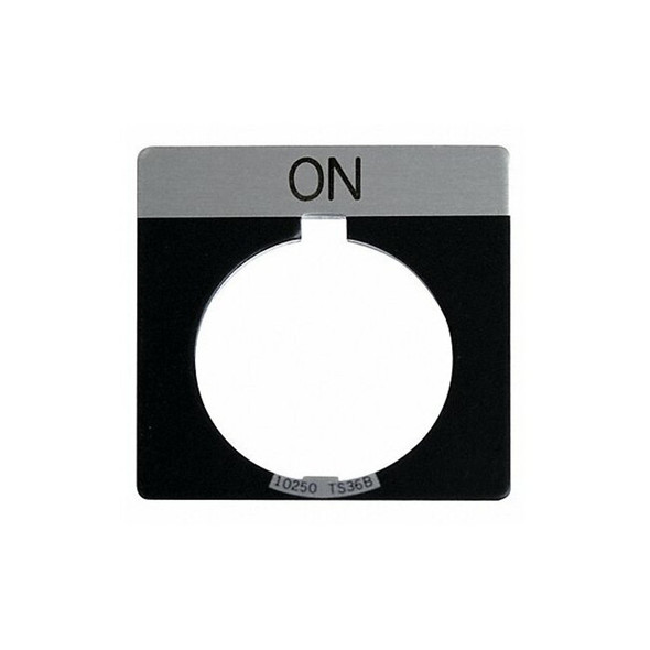 Eaton Cutler-Hammer Legend Plate,Square,On,Black 10250TS25
