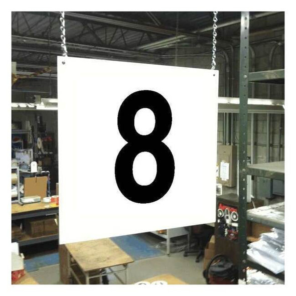 Stranco Hanging Aisle Sign, 12 in Height, 12 in Width, PVC Board HPS-FS1212-8