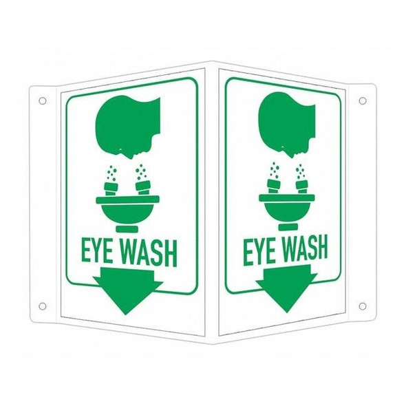 Eye Wash, 7 1/2 in W x 6 in H, V-Shape Projection, Aluminum, LCVB-0017-RA_4x6