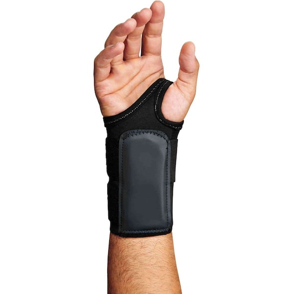 Ergodyne Wrist Support, Elastic, Double Strap, Left, Black, Size L 4010