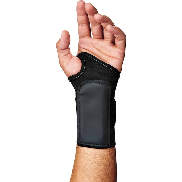 Ergodyne Wrist Support, Elastic, Single Strap, Left, Black, Size L 4000