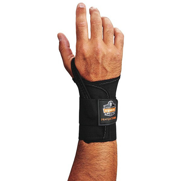 Ergodyne Wrist Support, Elastic, Single Strap, Right, Black, Size M 4000