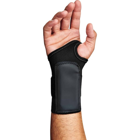 Ergodyne Wrist Support, Elastic, Single Strap, Right, Black, Size M 4000