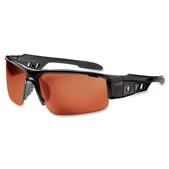 Ergodyne DAGR, Safety Glasses, Uncoated, Copper Lens, Black Frame, Half-Frame DAGR