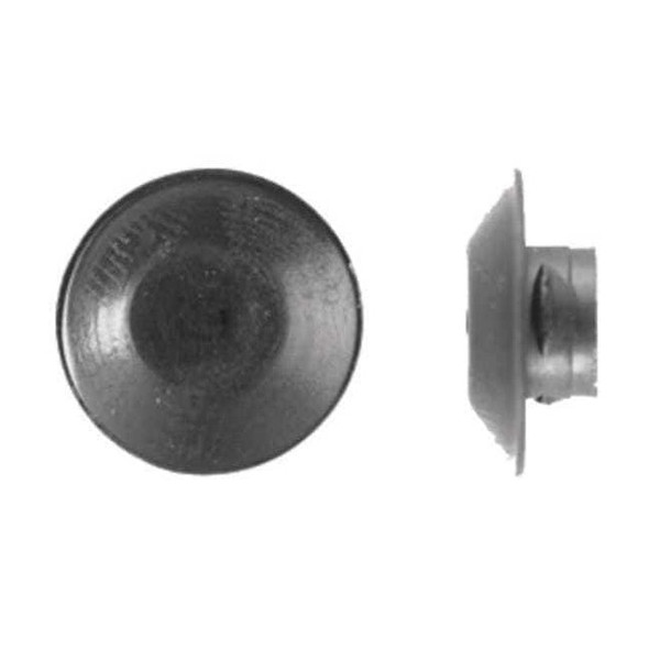 Button Spoke Screw Plug, 1/4 in Dia, Black, Plastic 100 PK