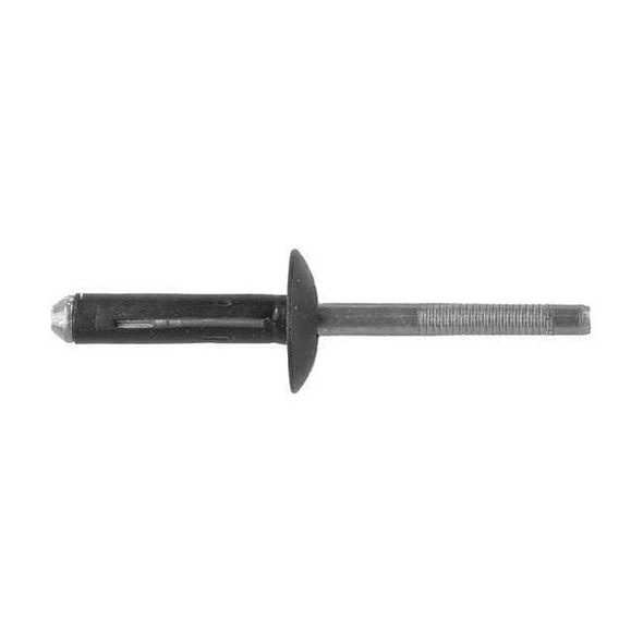 Blind Rivet, Dome Head, 1/4 in Dia., 1-3/16 in L, Aluminum Body, 15 PK