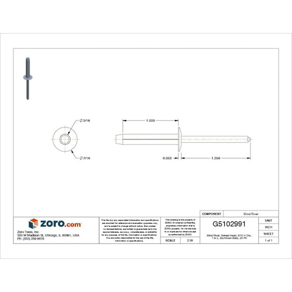 Manufacturer Varies Rivet,Wheel Apron,Aluminum,3/16"dia,PK25 1609PK