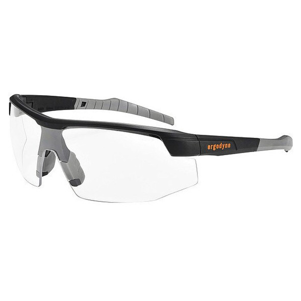 SKOLL, Safety Glasses, Uncoated, Clear Lens, Matte Black Frame, Half-Frame