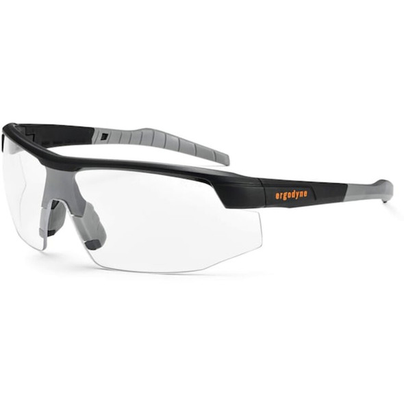 SKOLL, Safety Glasses, Uncoated, Clear Lens, Matte Black Frame, Half-Frame