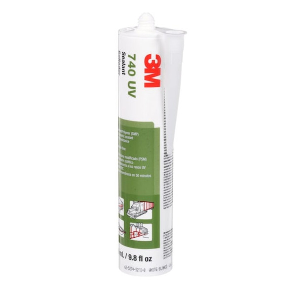 Polymer Adhesive Sealant, 10 oz, Cartridge, White, Polymer Base, 740 UV