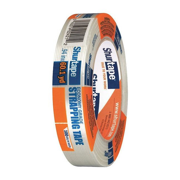Strapping Tape, 4.5 mil Thick, 1 in W x 180 ft L, 3 in Core Dia., Clear