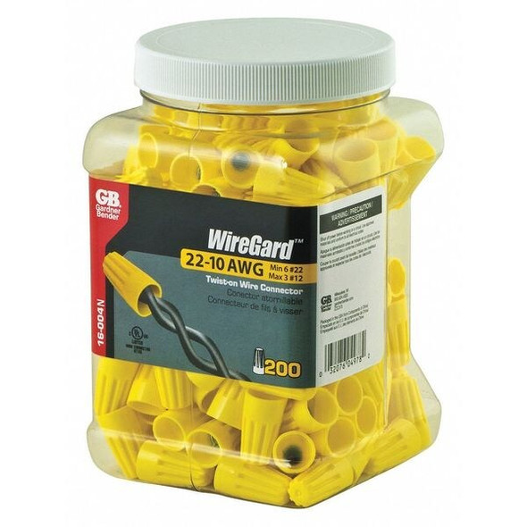 Gardner Bender Wire Connector,Yellow,PK200 16-004N Gardner Bender Wire Connector,Yellow,PK200 16-004N