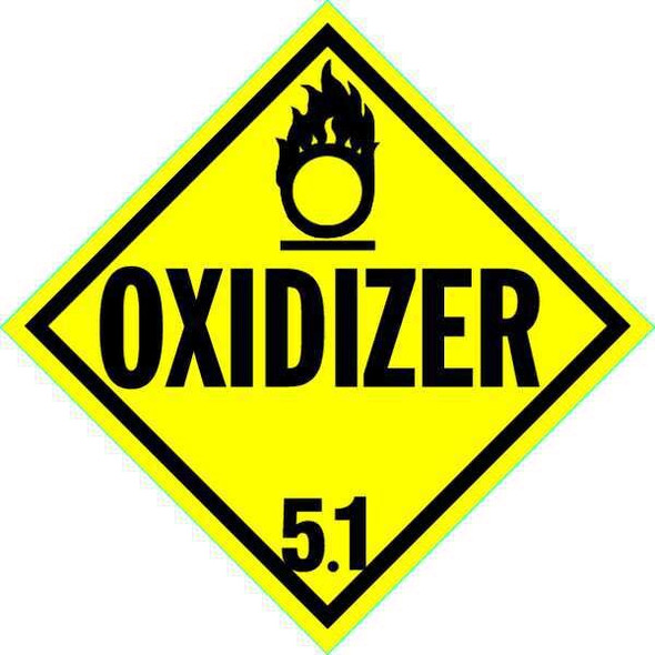 DOT Container Placard, Oxidizer, Rigid Styrene, 10-4/5" W x 10-4/5" H
