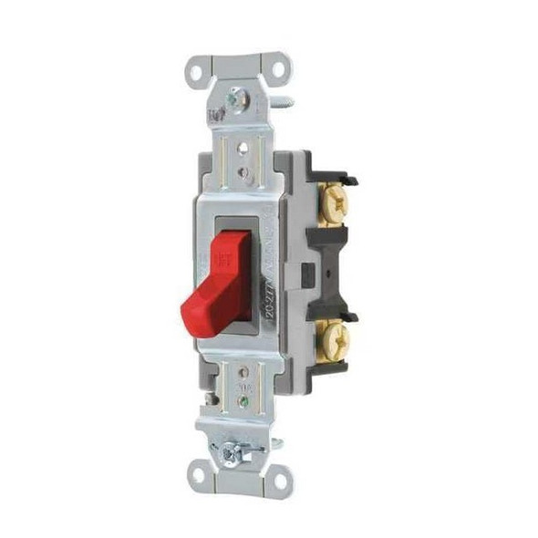 Bryant Wall Switch, 20A, Red, Toggle, 120/277VAC CSB120BRED