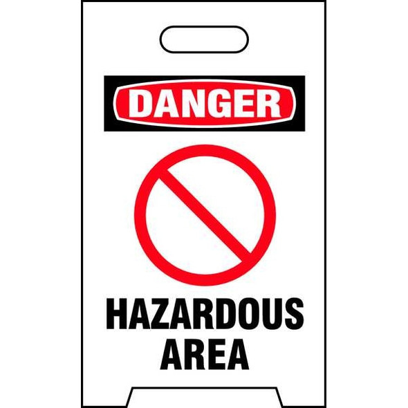 Floor Safety Sign, 20 in H, 12 in W, Corrugated Plastic, Triangle, English, TP-DHAZA