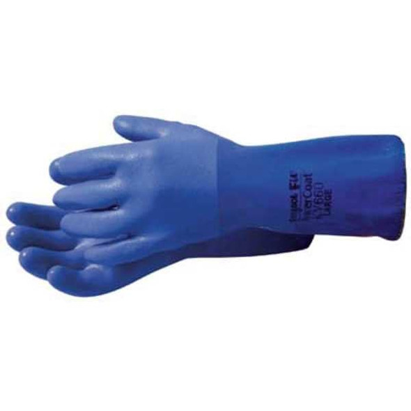 Showa KV660 Chemical Resistant Gloves, PVC, 12 in L, 22 mil, Blue, 2XL, 1 PR KV660XXL-11
