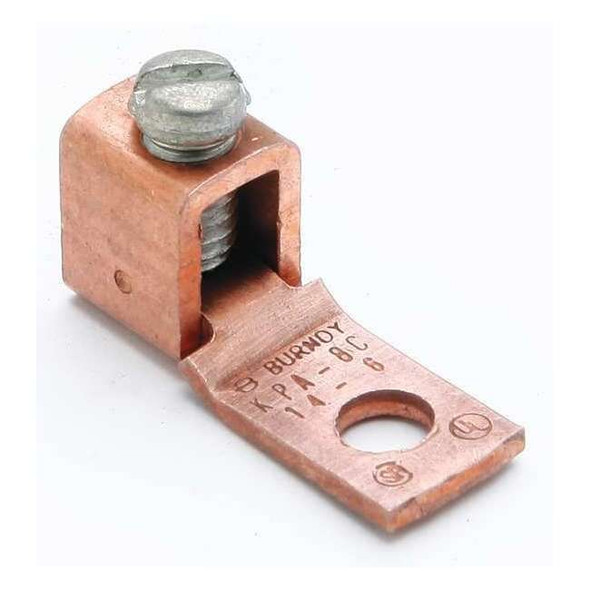 Burndy Mechanical Lug, 6 AWG Max, 1 Conductor, 1 Hole, #10 Stud, Copper KPA8CUP