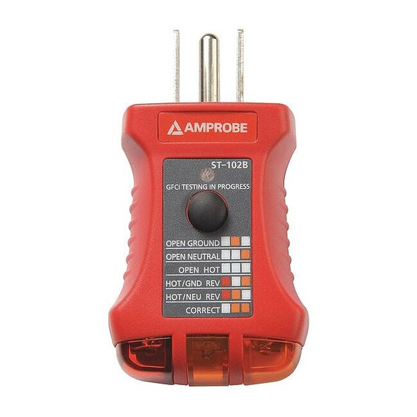 Amprobe Receptacle Tester with GFCI,110to 125VAC ST-102B