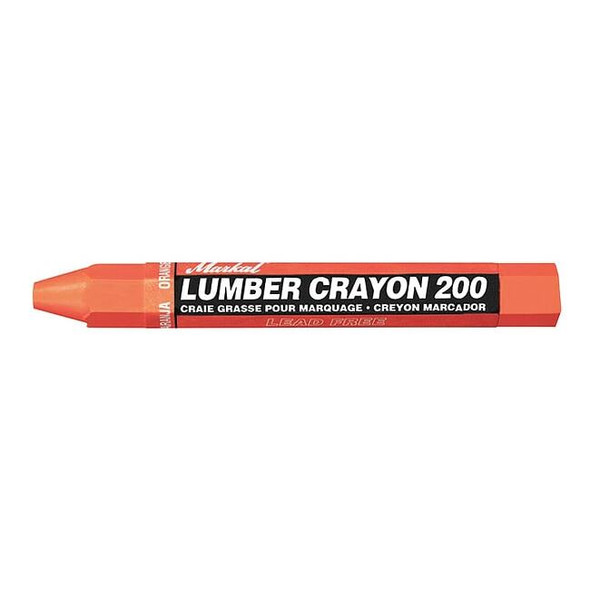 Markal MarkingCrayon,4-3/4inL,Orange,Wax,PK12 80354
