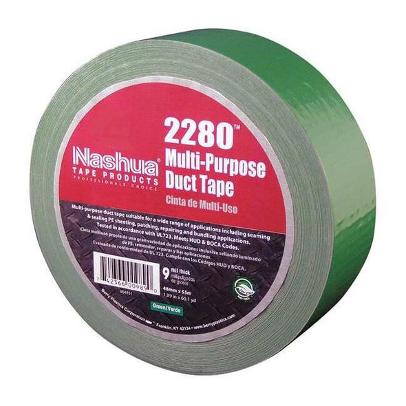 Nashua Duct Tape, Green, 60 yd L, 1-7/8 in W 2280
