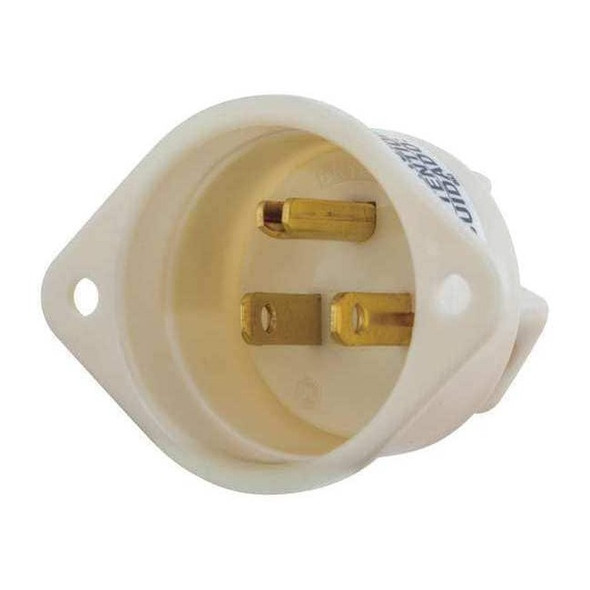 Bryant Straight Blade Plug, 15 A, 125V AC, 2 Pole, 3 Wire, Single, White 5278