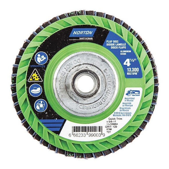 Norton Abrasives Flap Disc,4 1/2 in Dia,5/8in Arbor 66623399003