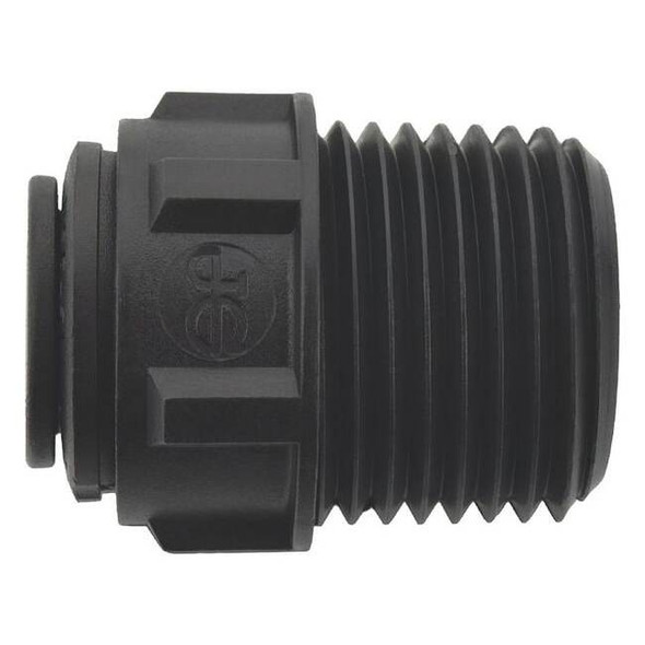 Push-Fit Adapter Fitting, 3/8 in Tube Size, Polypropylene, Black, 10 PK