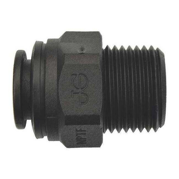 Push-Fit Adapter Fitting, 3/8 in Tube Size, Polypropylene, White, 10 PK