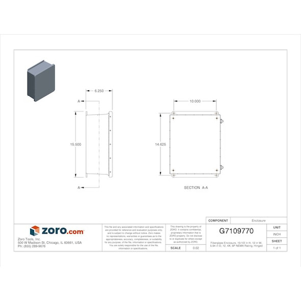 Wiegmann Enclosure,14" H x 6" D x 12" W HW-J141206CHQR
